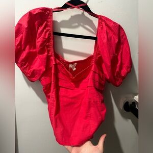 Sim and Sam cropped shirt with puffy arm sleeves